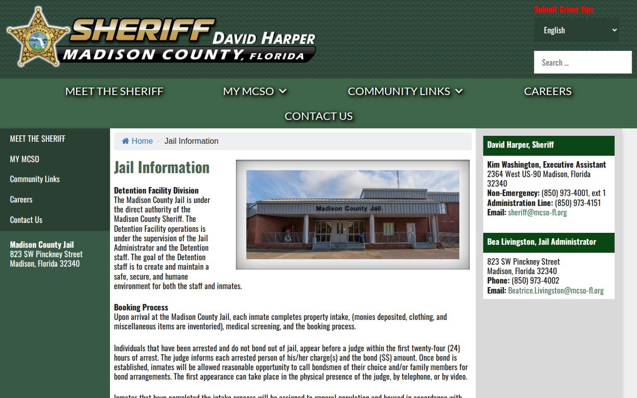 Madison County Jail official release and bond information