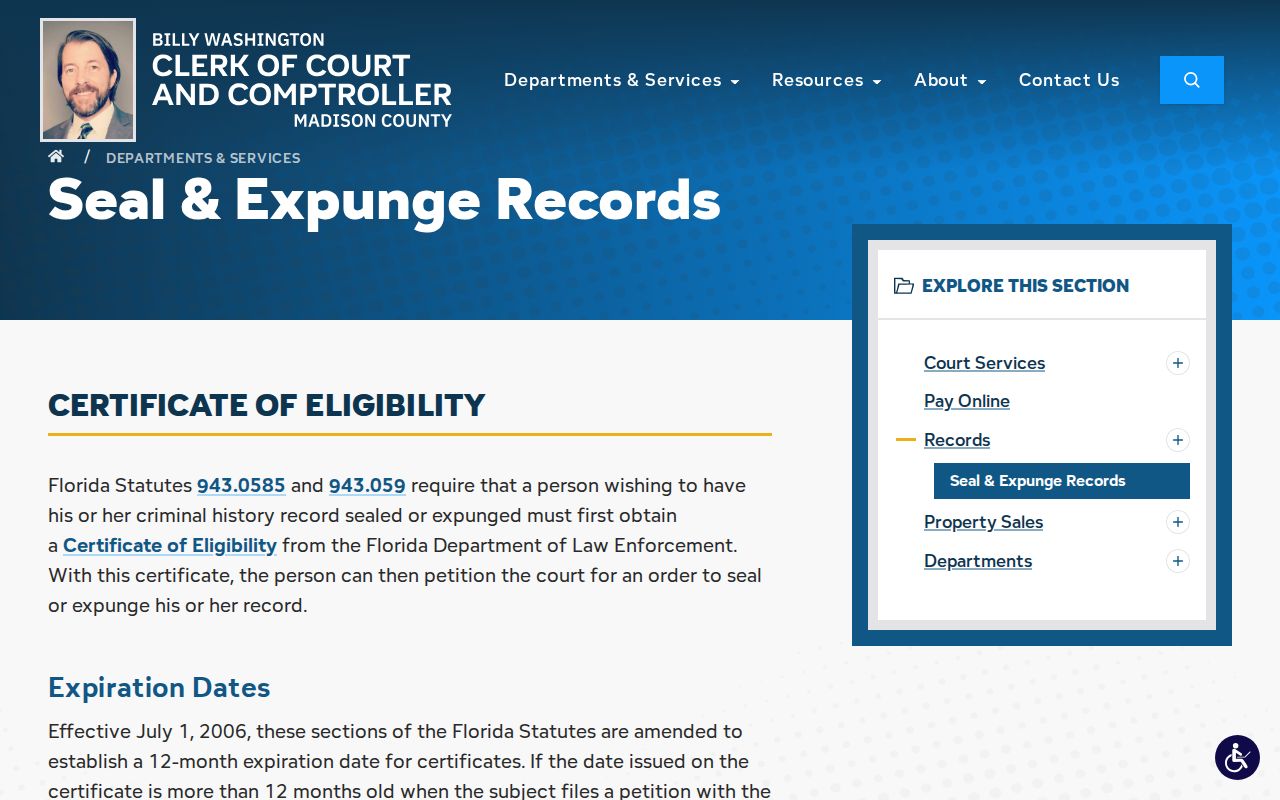 Madison County Clerk seal and expunge process for booking photo records